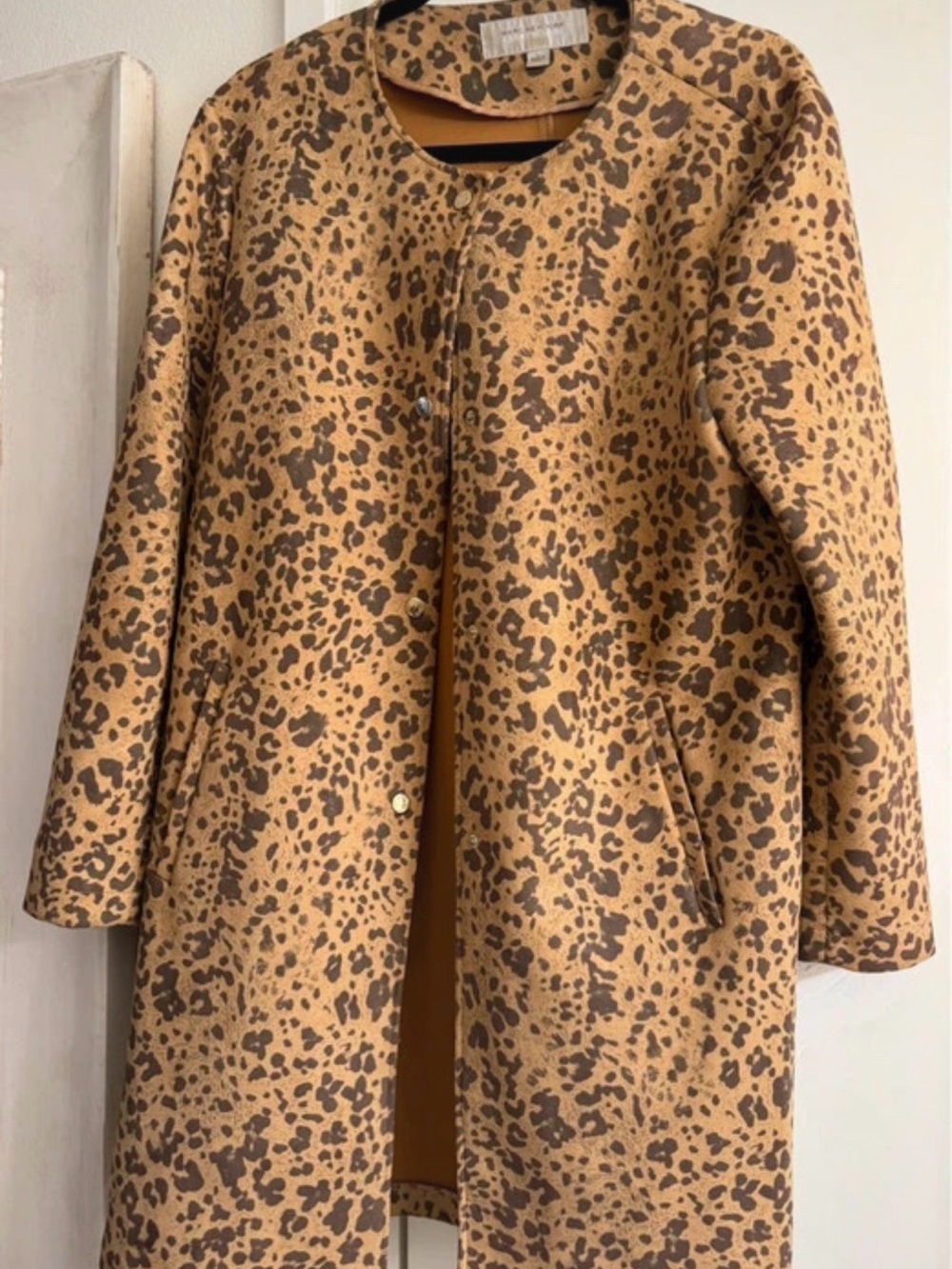 Marc New York Leopard Print Trench Coat in Camel and Brown